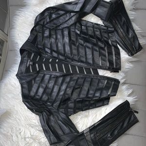 Cropped leather jacket